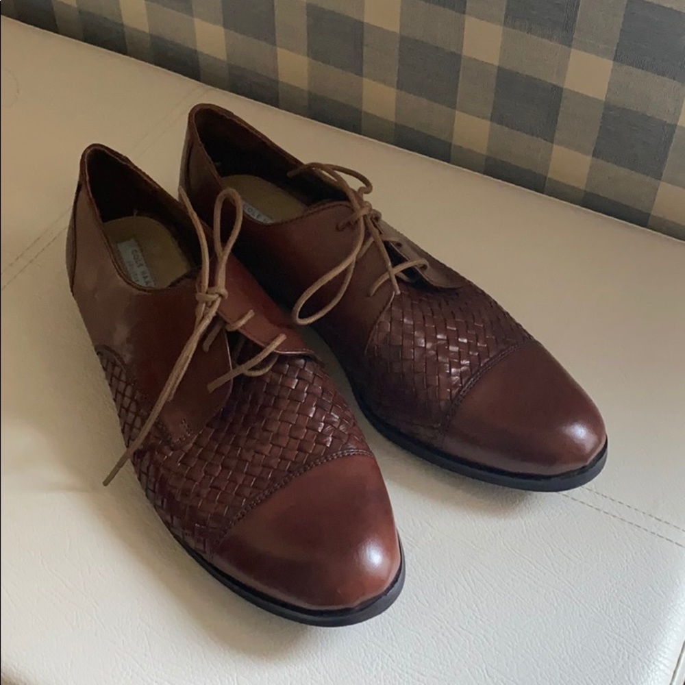 Cole Haan brown lattice oxford lace ups